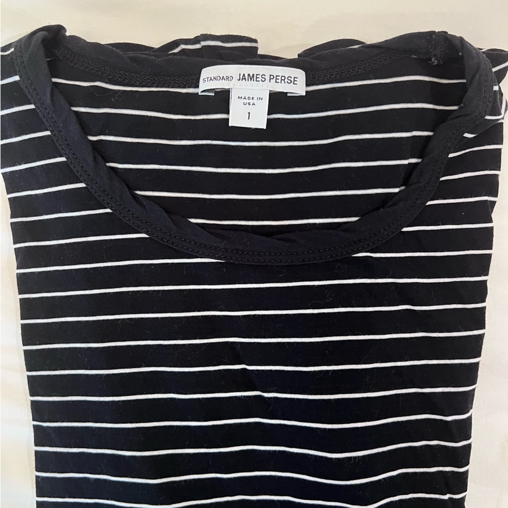 James Perse black and white striped t shirt